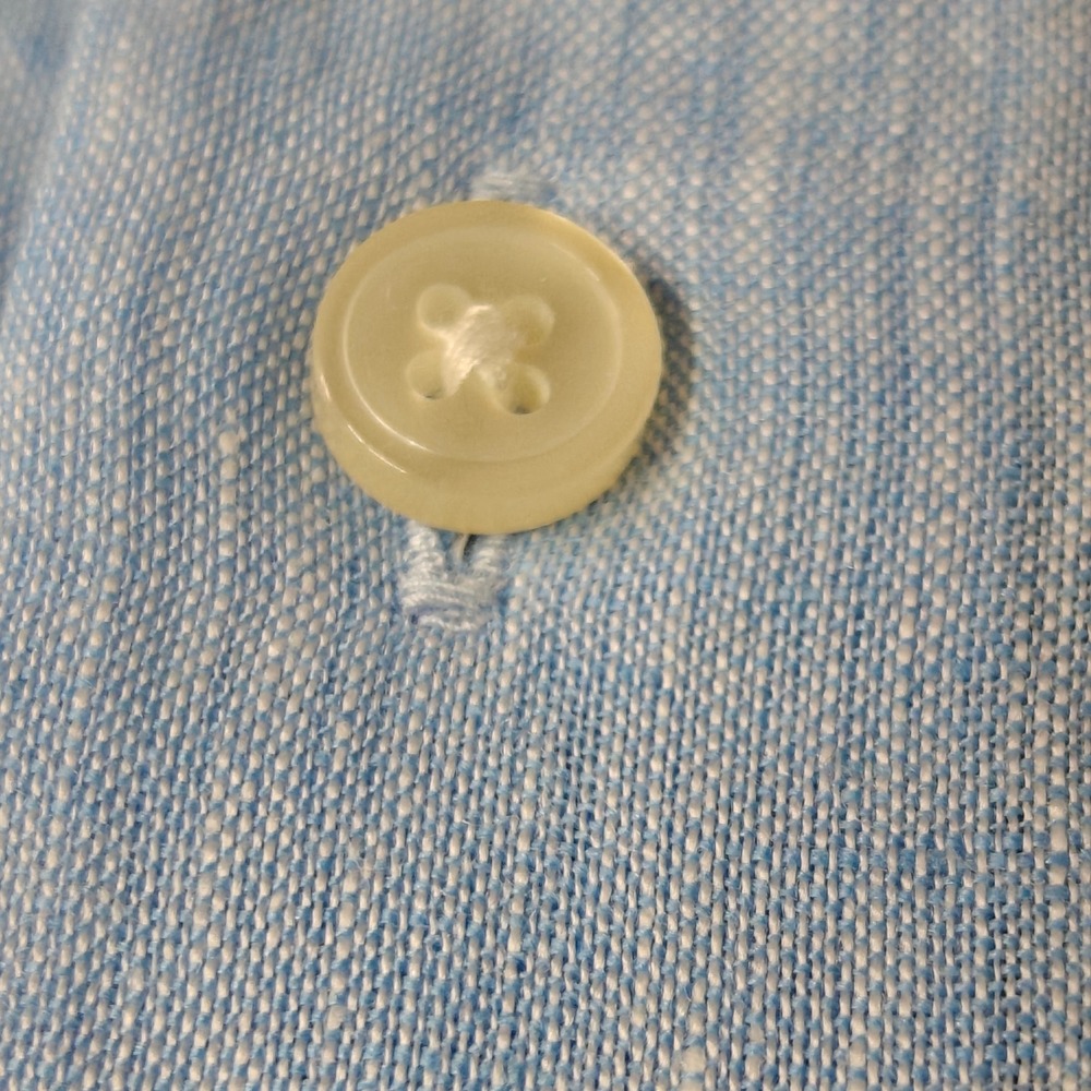 Collars & Co Mens Light Blue 100% Linen Long Sleeve Button Down Shirt Size L - Picture 5 of 15